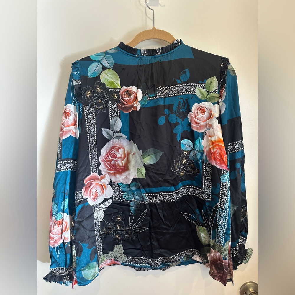 Johnny Was Black and Blue Floral Blouse (NWT) - Picture 5 of 6